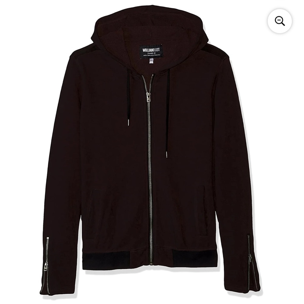 William Rast Mens Iggy Full-Zip Hoodie Sweatshirt, dark plum Large